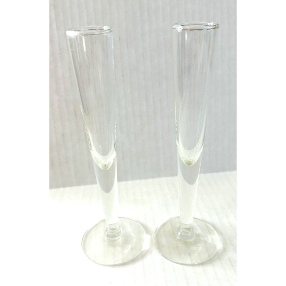 Other - Hand Blown Champagne Flutes Stemmed Glasses Set of 2 Clear 7” Tall Modern